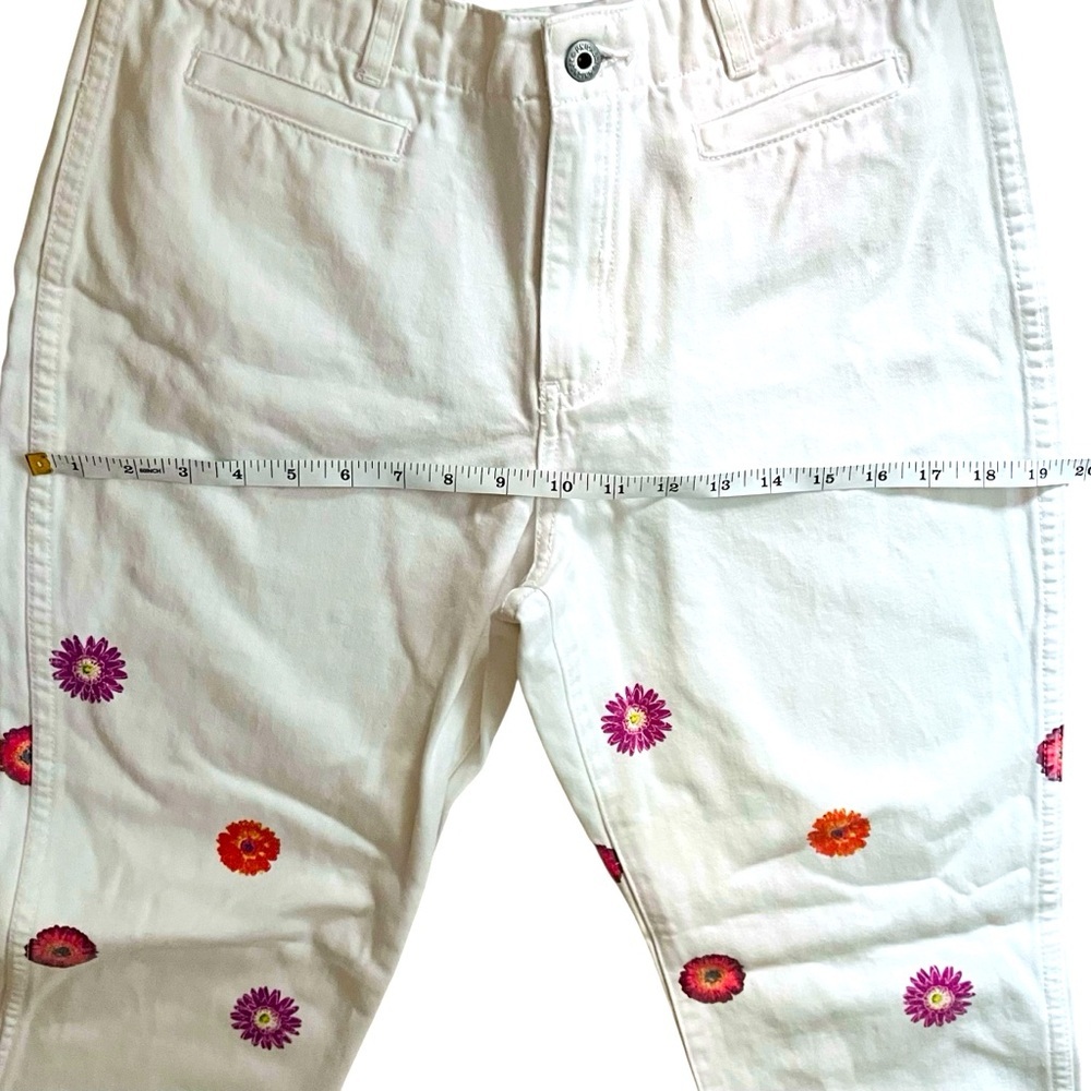 Rare Vintage White Flare Flower Print Jeans - Picture 8 of 9